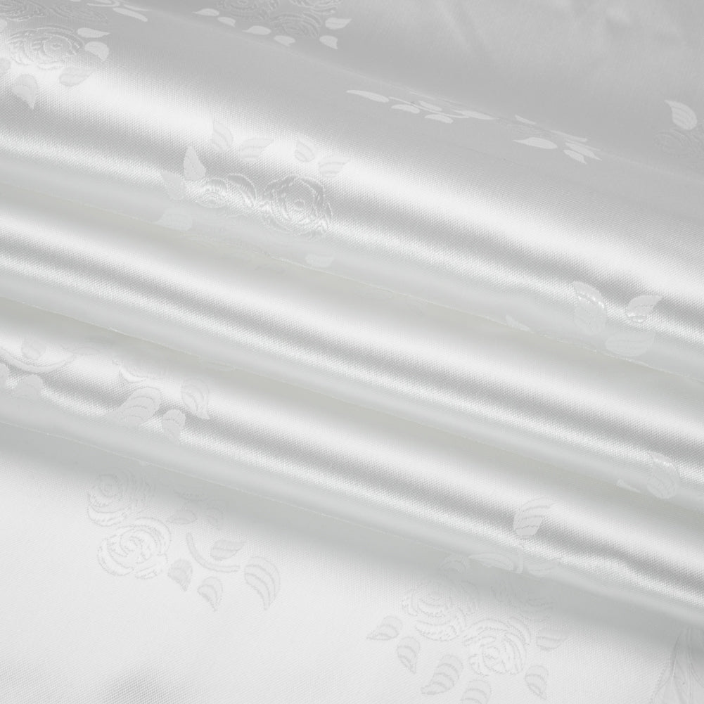Luminous White Dainty Roses Polyester Jacquard Folded