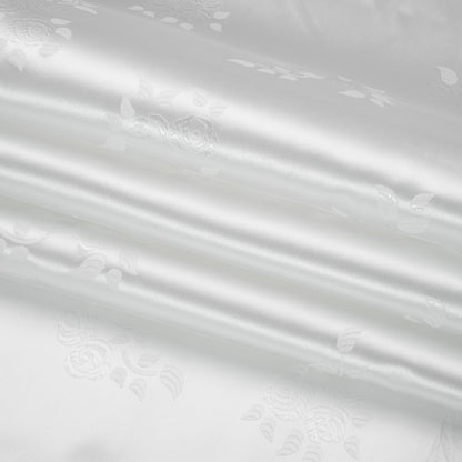 Luminous White Dainty Roses Polyester Jacquard Folded