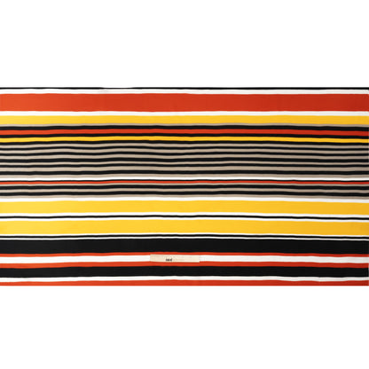 Red, Yellow and Black Barcode Stripes Silk Crepe de Chine Drape