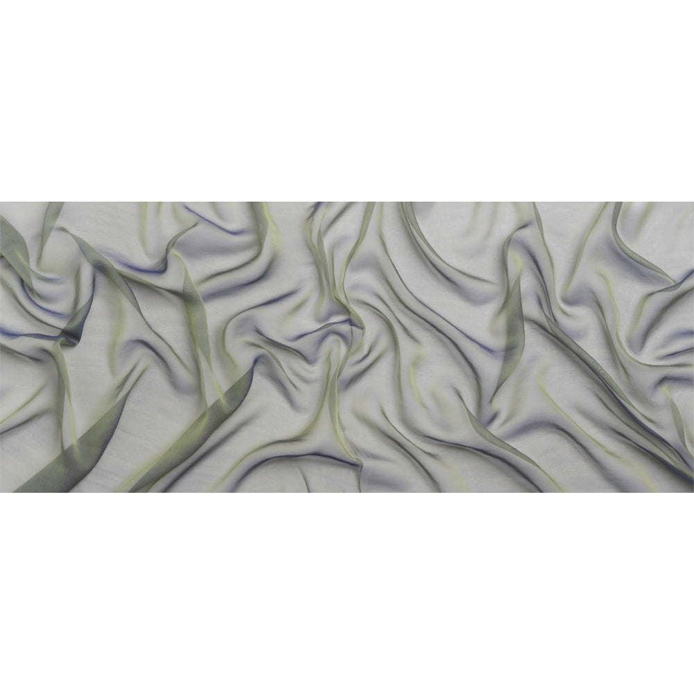 Chiffon-Like Silk Voile - Pale Yellow and Navy Iridescent - Adelaide Collection - Full