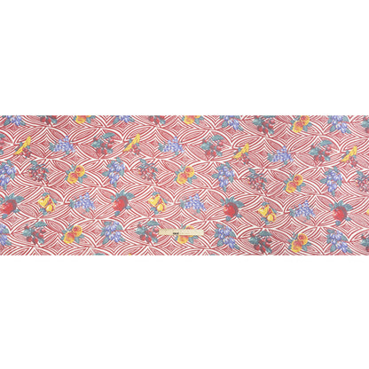 Red, White, and Green Op Art Fruits Silk Chiffon Drape
