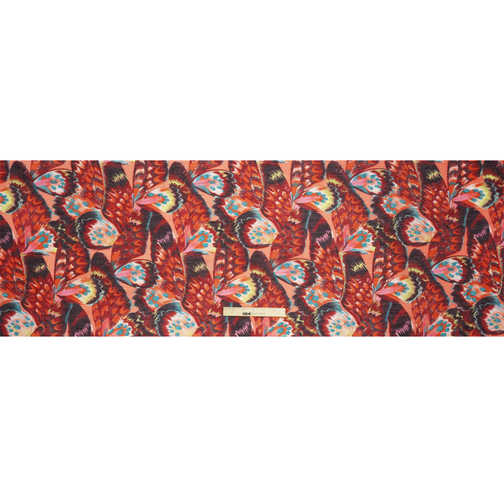 Silk and Cotton Voile - Red, Pink and Turquoise Butterfly Wings Drape