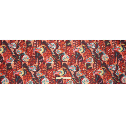 Silk and Cotton Voile - Red, Pink and Turquoise Butterfly Wings Drape