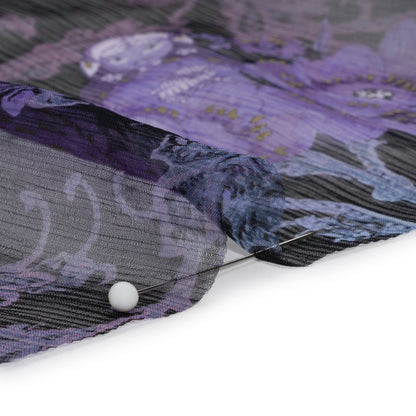 Purple, Black and Metallic Gold Matryoshka Doll Garden Crinkled Silk Chiffon Folded
