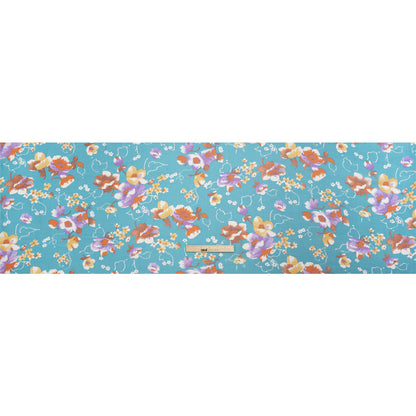 Teal, Orange and Purple Floral Silk Chiffon Drape