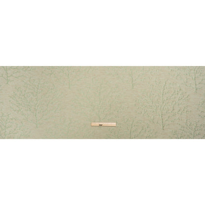 Luminous Sage Green and Heathered Beige Winter Trees Lightweight Polyester and Linen Brocade
