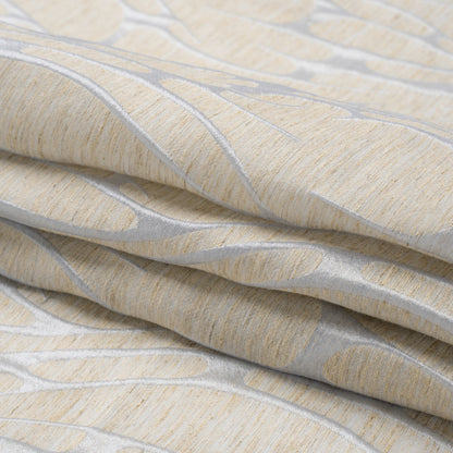 Luminous Baby Blue and Heathered Beige Ripples Lightweight Polyester and Linen Brocade