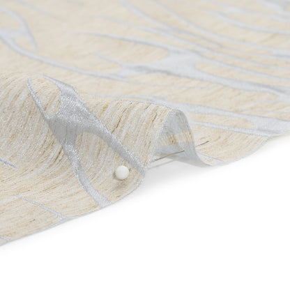 Luminous Baby Blue and Heathered Beige Ripples Lightweight Polyester and Linen Brocade