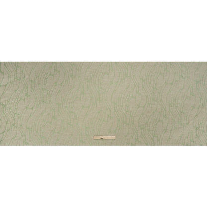 Luminous Sage Green and Heathered Beige Ripples Lightweight Polyester and Linen Brocade Full