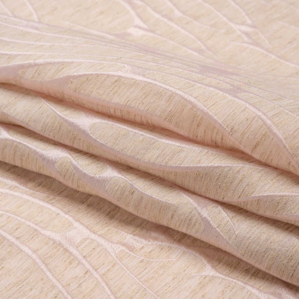Luminous Pink and Heathered Beige Ripples Lightweight Polyester and Linen Brocade