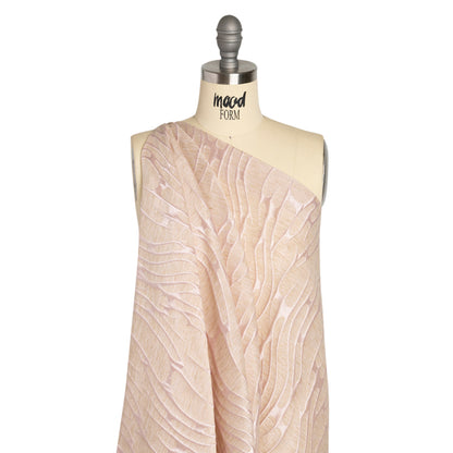 Luminous Pink and Heathered Beige Ripples Lightweight Polyester and Linen Brocade