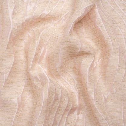 Luminous Pink and Heathered Beige Ripples Lightweight Polyester and Linen Brocade