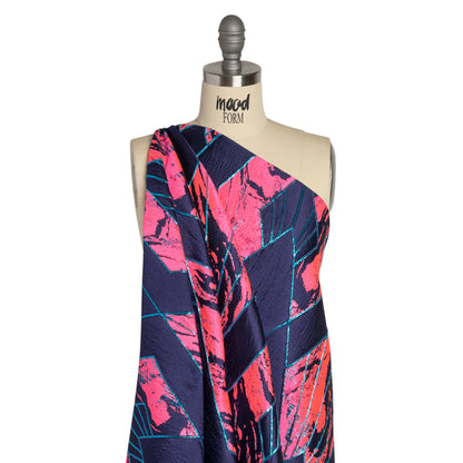 Metallic Teal, Navy and Hot Pink Diamond Dreams Luxury Brocade