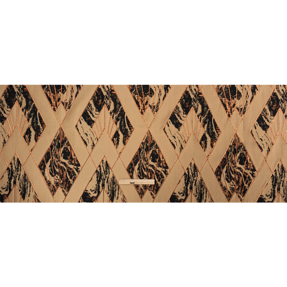 Metallic Copper, Beige and Black Diamond Dreams Luxury Brocade - Full