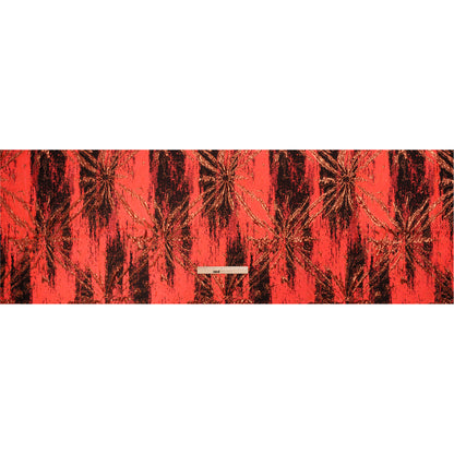 Metallic Copper, Neon Coral and Black Exploding Flowers and Brushstrokes Luxury Brocade