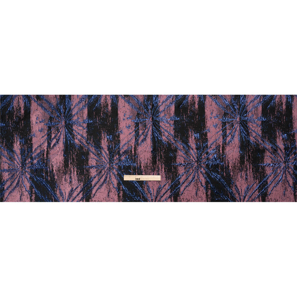 Metallic Midnight, Dark Mauve and Black Exploding Flowers and Brushstrokes Luxury Brocade - Full