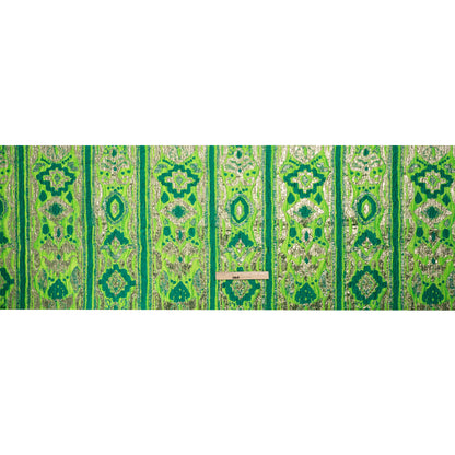 Metallic Gold, Lime and Teal Inkblot Stripes Luxury Brocade
