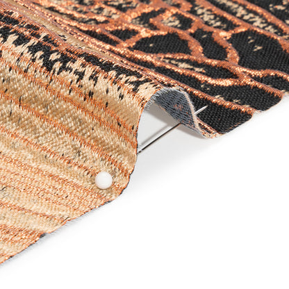 Metallic Copper, Beige and Black Organic Abstractions Luxury Brocade