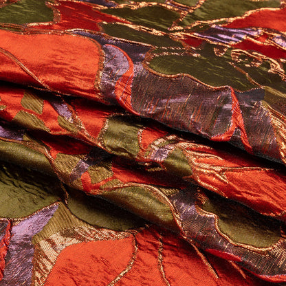 Metallic Burnt Orange, Lilac and Olive Floral Luxury Brocade