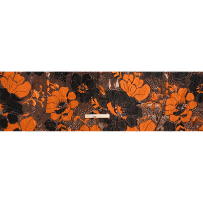 Metallic Black and Orange Floral Luxury Brocade