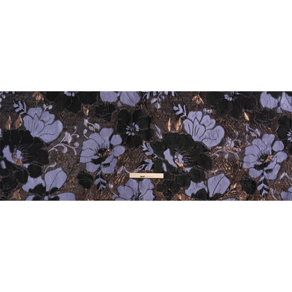 Metallic Copper, Periwinkle and Black Floral Luxury Brocade