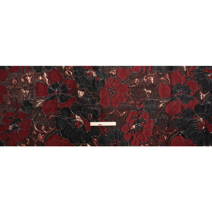 Metallic Copper, Burgundy and Black Floral Luxury Brocade