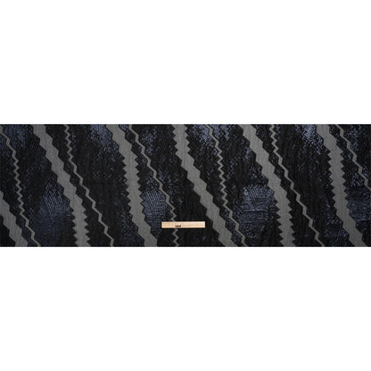 Metallic Midnight and Black Drifting Rifts Crinkled Luxury Burnout Brocade
