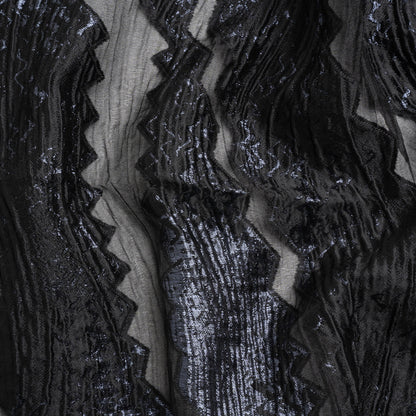 Metallic Midnight and Black Drifting Rifts Crinkled Luxury Burnout Brocade