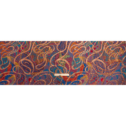 Metallic Copper, Blue and Red Organic Flow Luxury Brocade