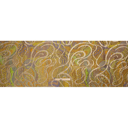 Metallic Gold, Yellow and Periwinkle Organic Flow Luxury Brocade