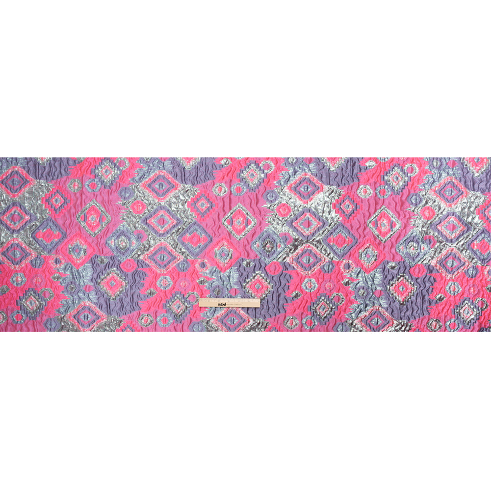 Metallic Silver, Hot Pink and Lavender Diamond Skies Luxury Brocade - Full