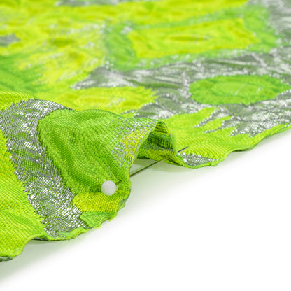 Metallic Silver and Lime Green Diamond Skies Luxury Brocade