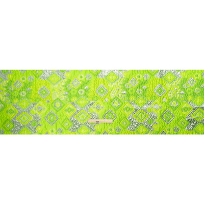 Metallic Silver and Lime Green Diamond Skies Luxury Brocade