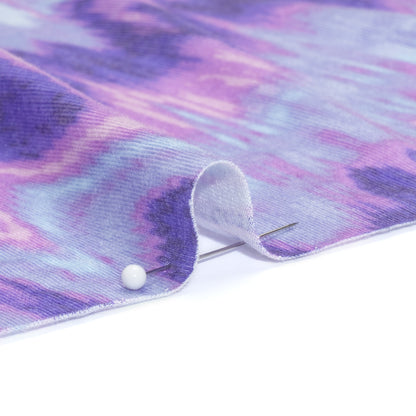Stretch Rayon Jersey - Lavender and Sky Blue Ikat Zig Zag Detail