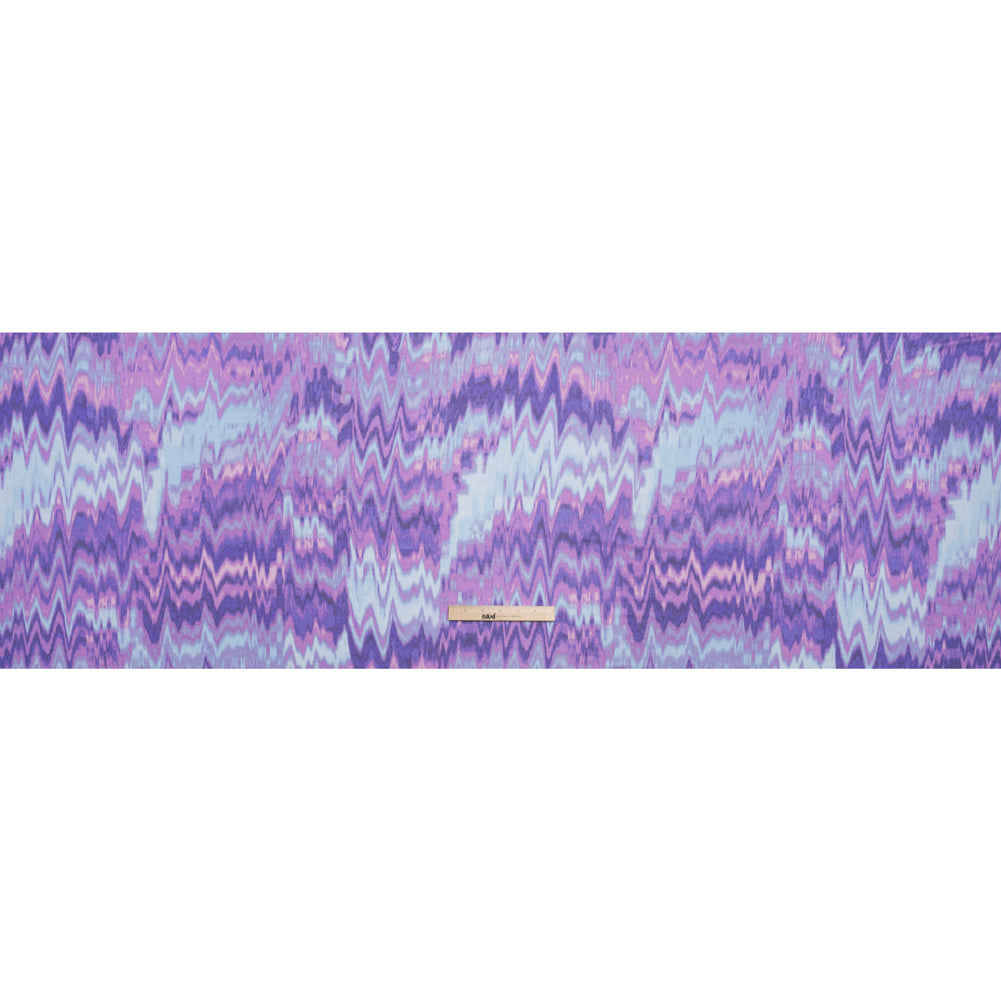 Stretch Rayon Jersey - Lavender and Sky Blue Ikat Zig Zag Full