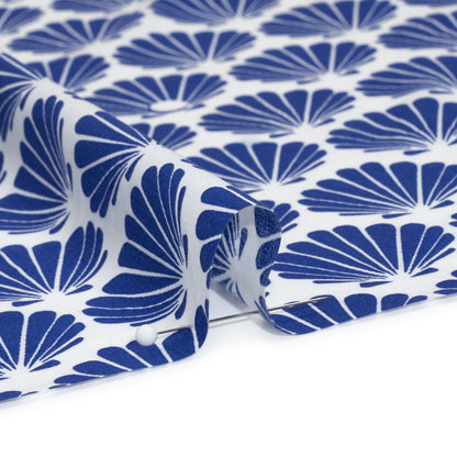 Cotton and Rayon Shirting - Blue and White Seashells Folded