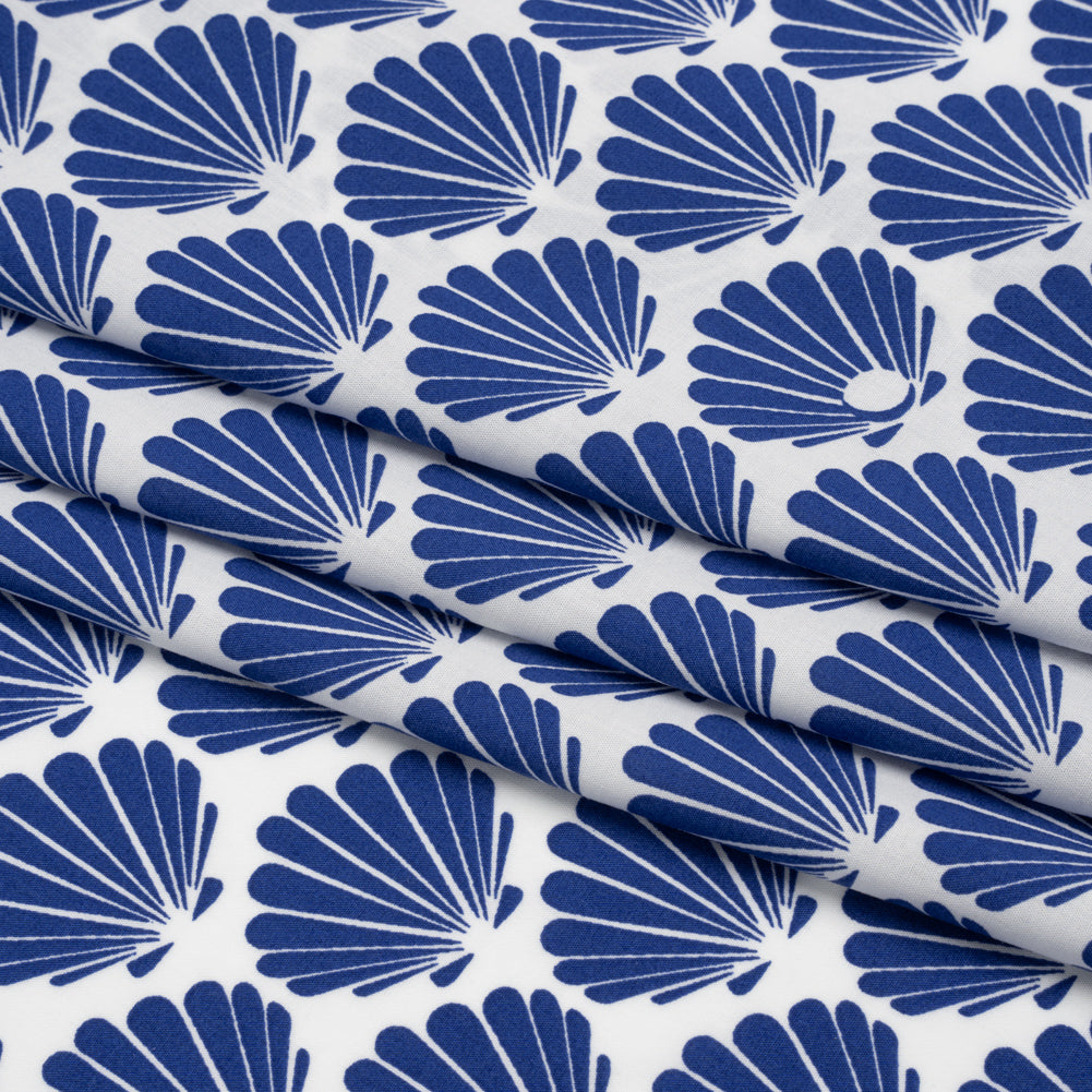 Cotton and Rayon Shirting - Blue and White Seashells Full