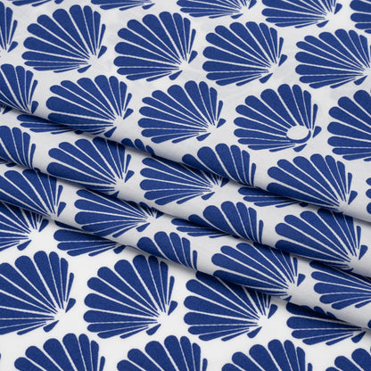 Cotton and Rayon Shirting - Blue and White Seashells Full