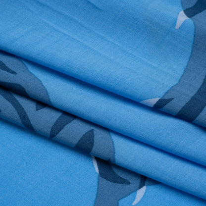 Rayon Batiste - Sky Blue Palm Leaves Full