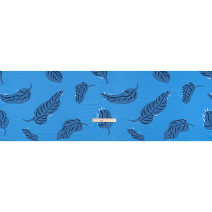 Rayon Batiste - Sky Blue Palm Leaves Drape