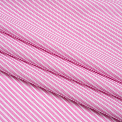 Cotton and Rayon Shirting - Rosebloom Pink and White Candy Stripes Full