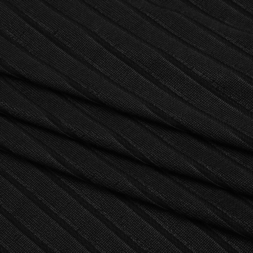 Stretch Polyester 3x10 Rib Knit - Caviar Black Folded