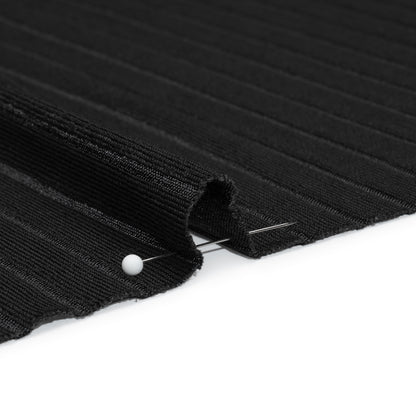 Stretch Polyester 3x10 Rib Knit - Caviar Black Detail