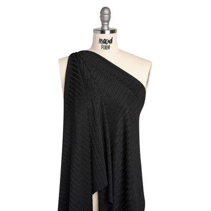 Stretch Polyester 3x10 Rib Knit - Caviar Black Drape