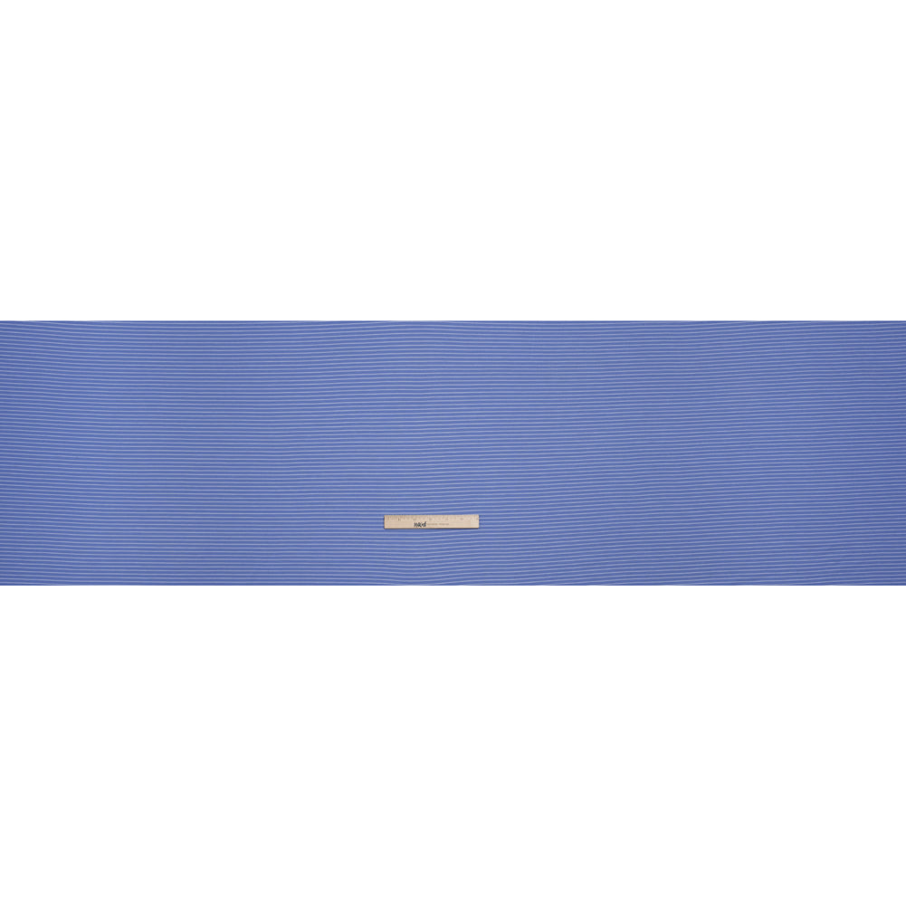 Rayon and Polyester Jersey - Country Blue and White Railroaded Stripes Full