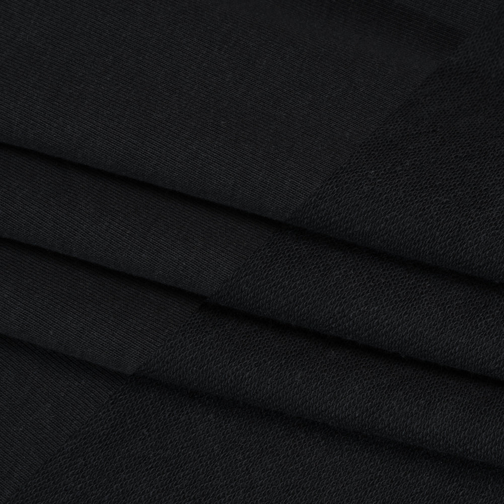 Cotton and Polyester French Terry - Black Folded