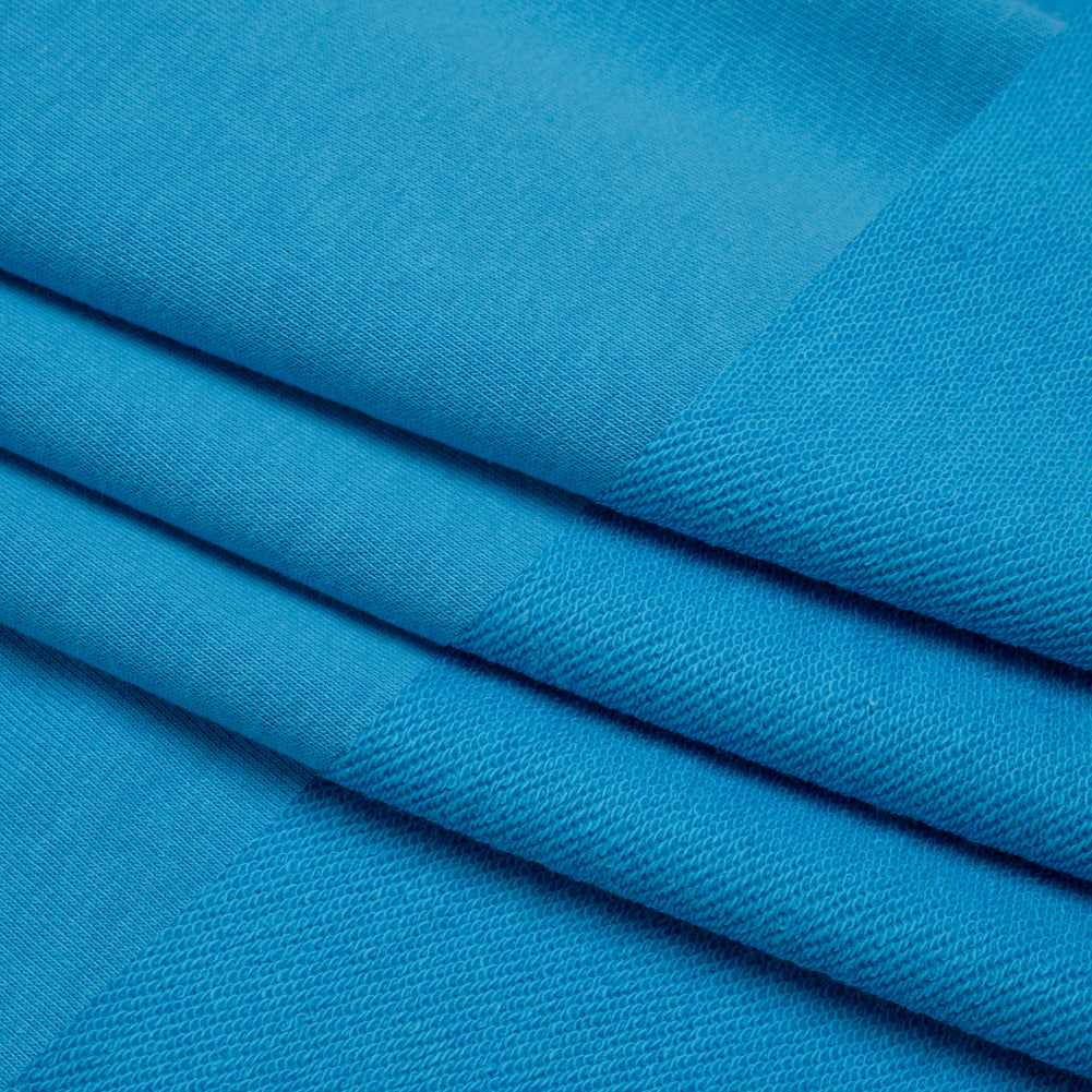 Cotton and Polyester French Terry - Turquoise Blue Folded