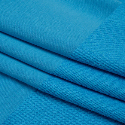 Cotton and Polyester French Terry - Turquoise Blue Folded