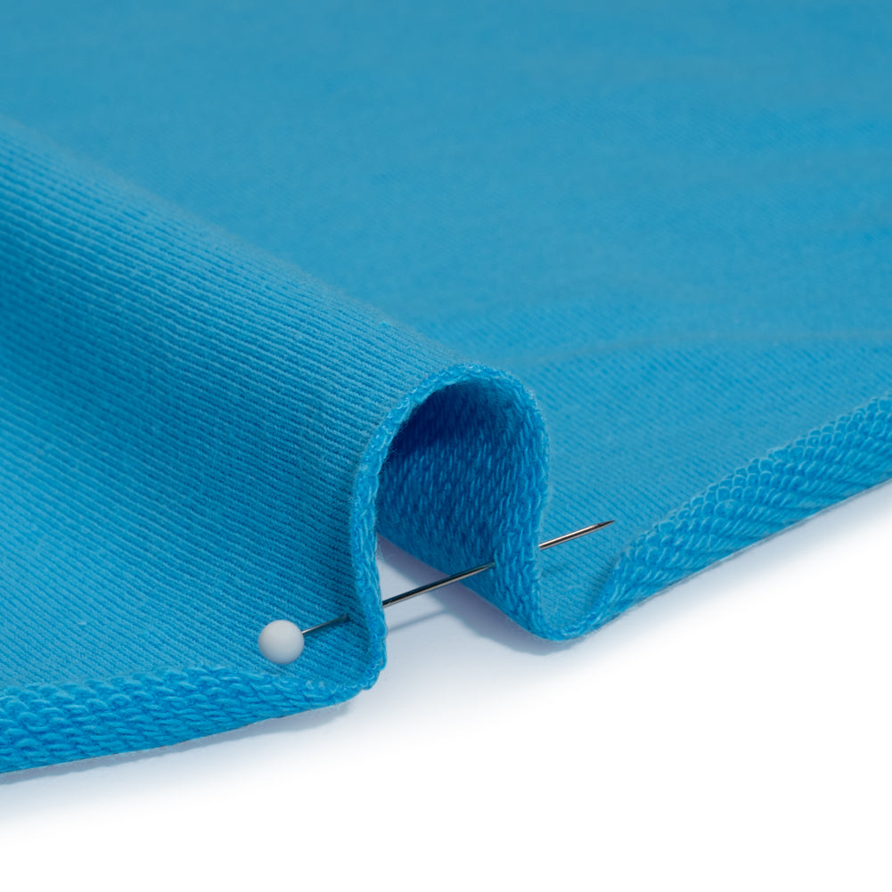 Cotton and Polyester French Terry - Turquoise Blue Detail