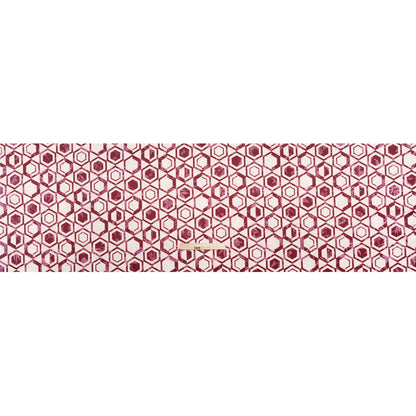 Stretch Flowers and Cranes Jacquard Print - Berry Red and White Hexagons - Mood Exclusive Cherry Hive Full